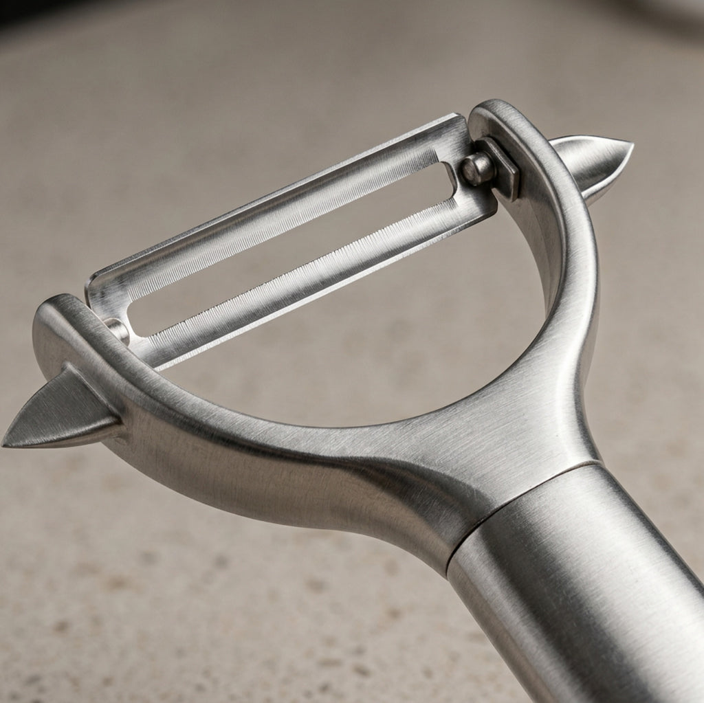 Zonva Crossglide Stainless Steel Y Peeler 6.8 in Brushed Silver - Detail view
