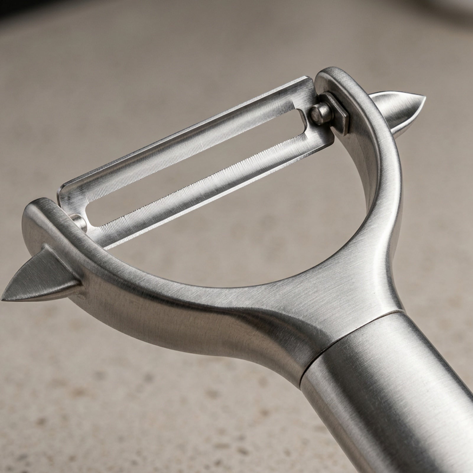 Zonva Crossglide Stainless Steel Y Peeler 6.8 in Brushed Silver - Detail view