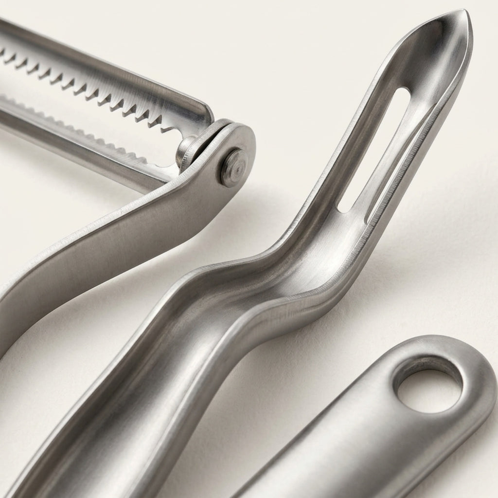 Zonva Softskin Stainless Steel Serrated Swivel Peeler 7.4 in - Detail view