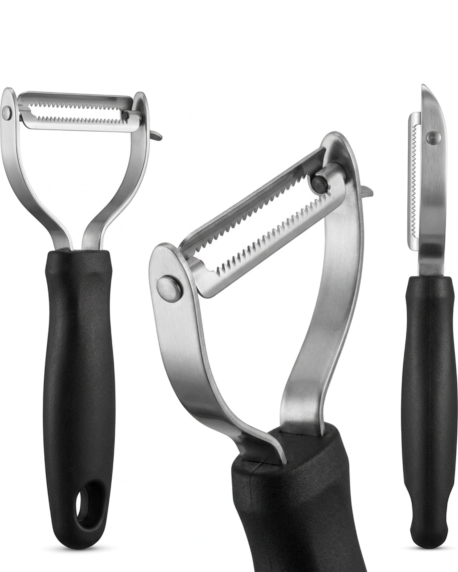 Zonva Stainless Steel Serrated Peeler Matte Black Grip